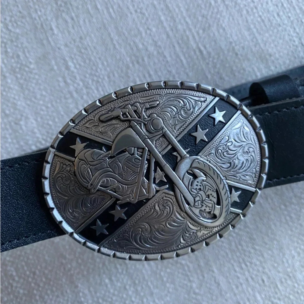 Nocona Belt Buckle Leather Belt Size 38 Western Wear Motorcycle Bike Southern